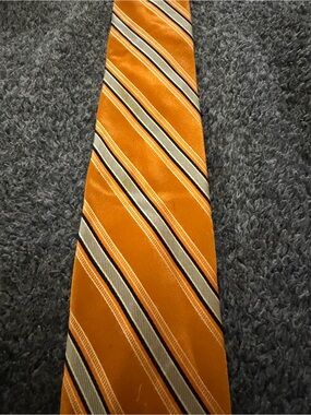 IZOD Men's Orange Striped 100% Silk Necktie